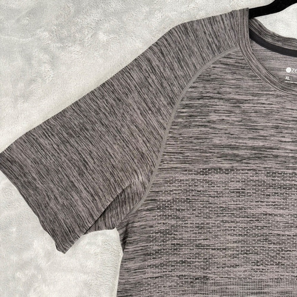 Zella Performance Athletic XL Men's T-Shirt Gray Crew Neck Raglan Heathered - Picture 2 of 7